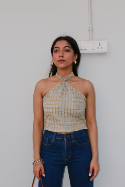 Cotton Embroidered Halter Top
