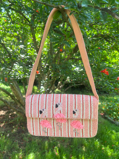 Flamingo Beaded Bag