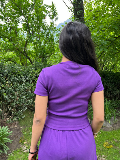 Dark Purple Half Sleeves Terry Set