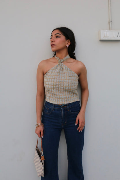 Cotton Embroidered Halter Top