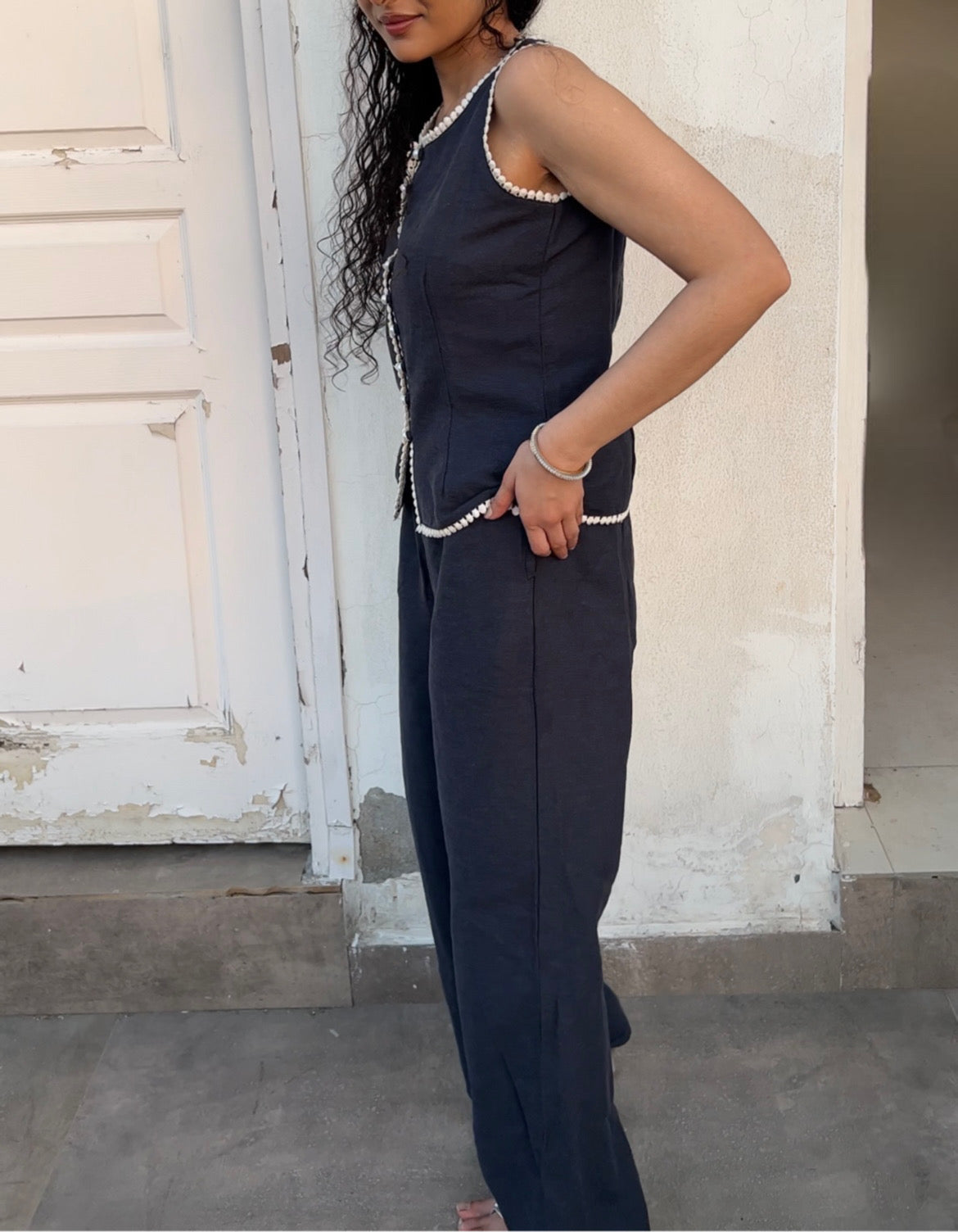 Charcoal Pure Cotton Top & Pants Set