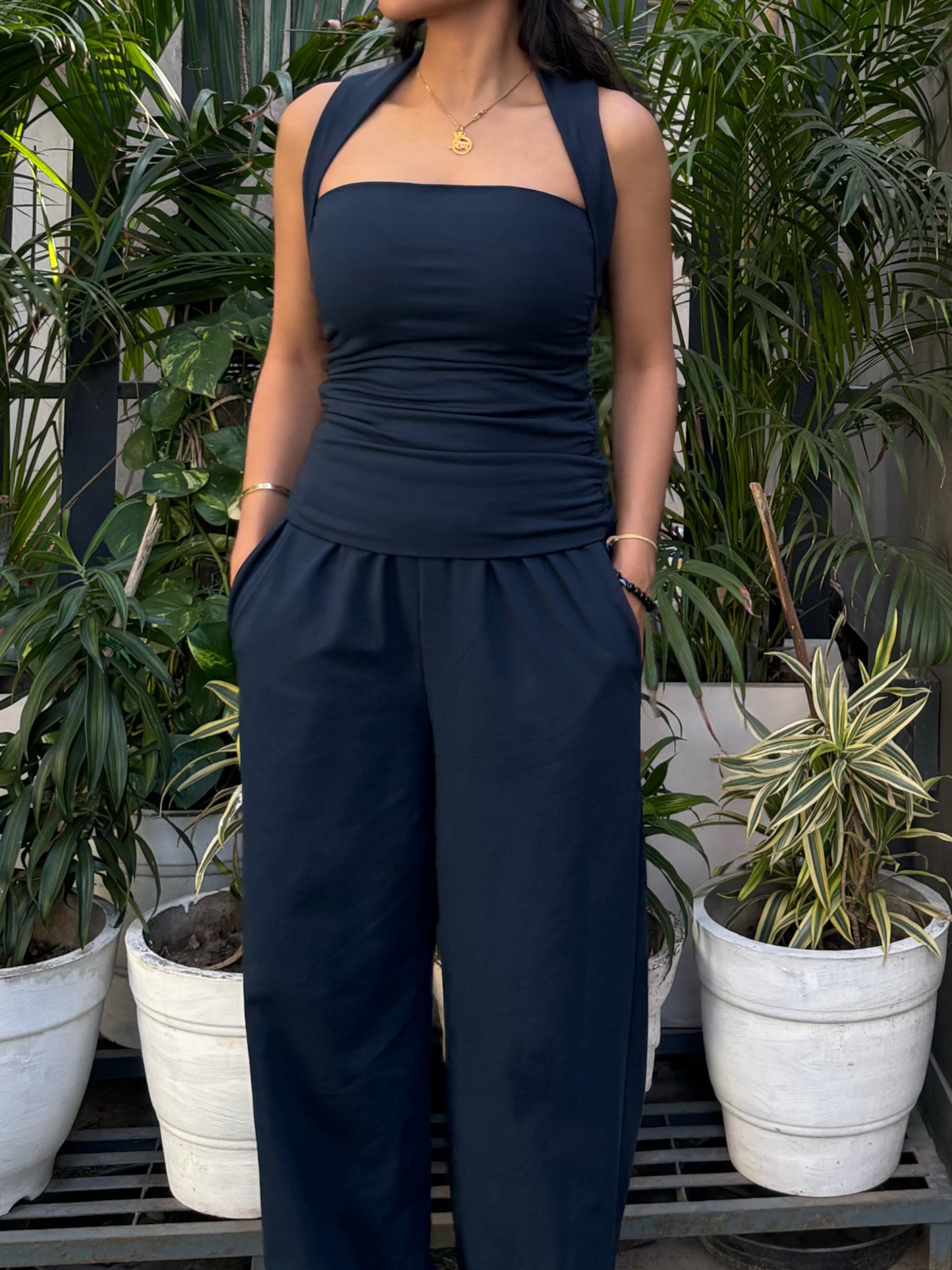 Pure Cotton Ruched top & Pants set