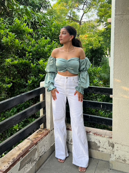 Greece Satin Ruffle Top