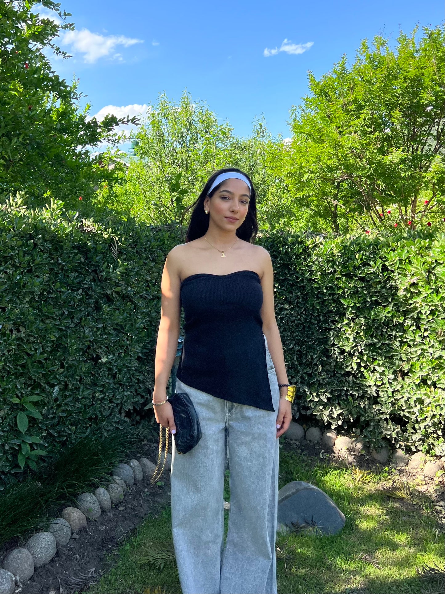 Side Slit Strapless top