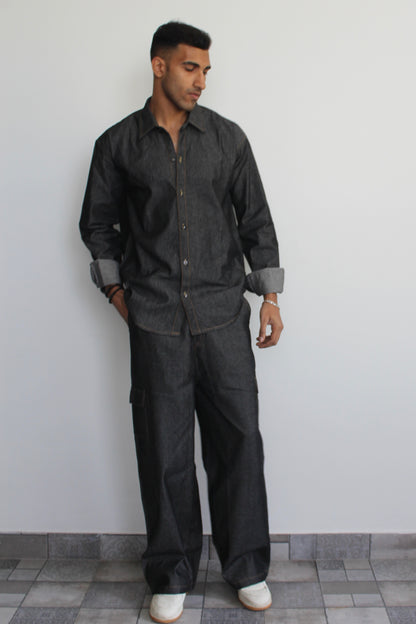 Men Denim Shirt Set