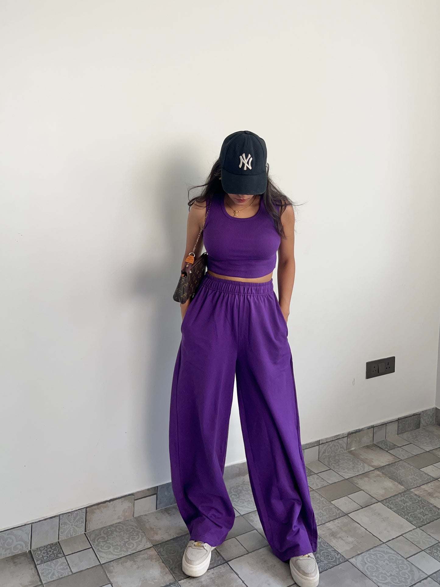 Dark Purple Sleeve-Less Terry Set