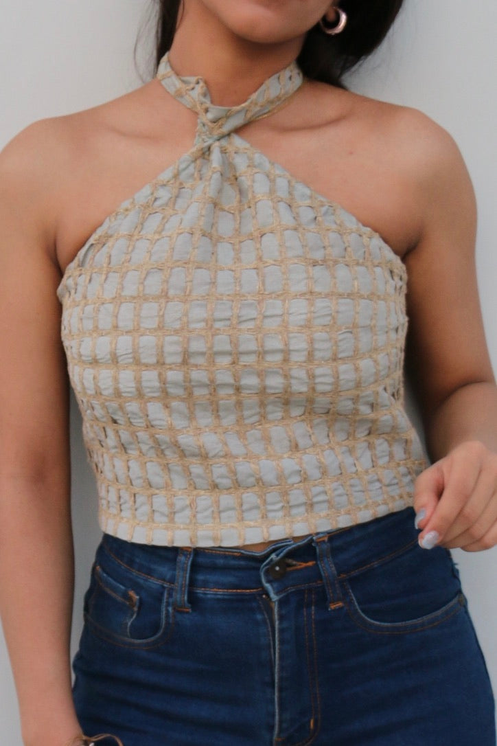 Cotton Embroidered Halter Top