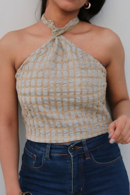 Cotton Embroidered Halter Top