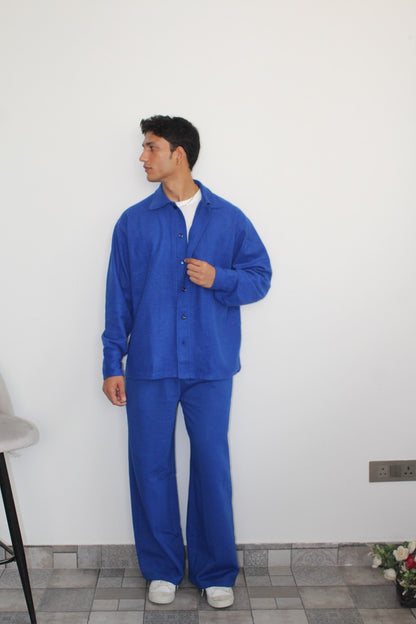 Cotton Fleece Electric Blue Unisex Co-ord