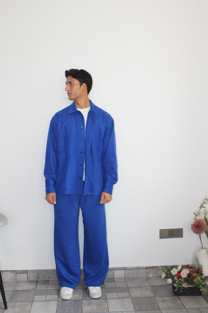 Cotton Fleece Electric Blue Unisex Co-ord