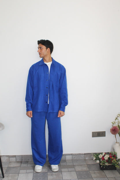 Cotton Fleece Electric Blue Unisex Co-ord