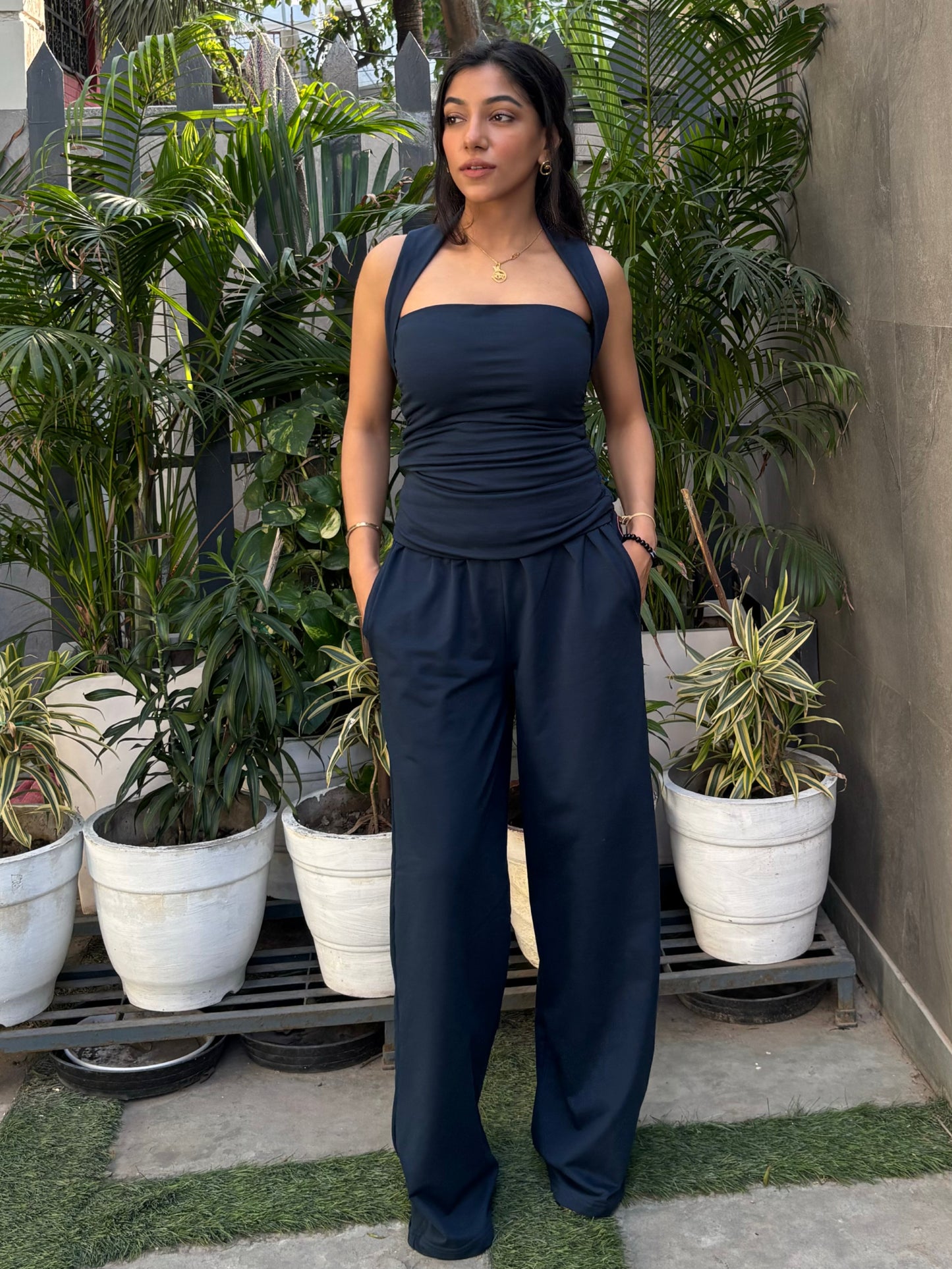 Pure Cotton Ruched top & Pants set