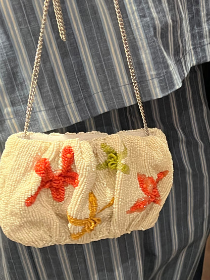 Cream Starfish Beaded Sling Bag/Clutch