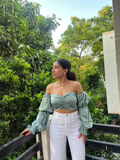 Greece Satin Ruffle Top