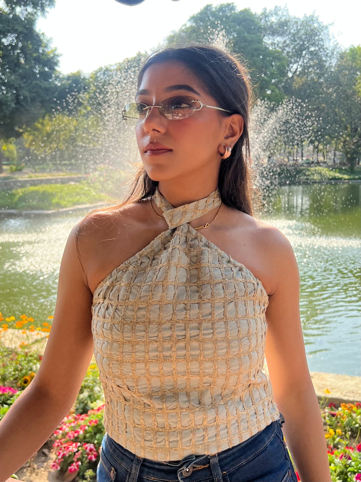 Cotton Embroidered Halter Top