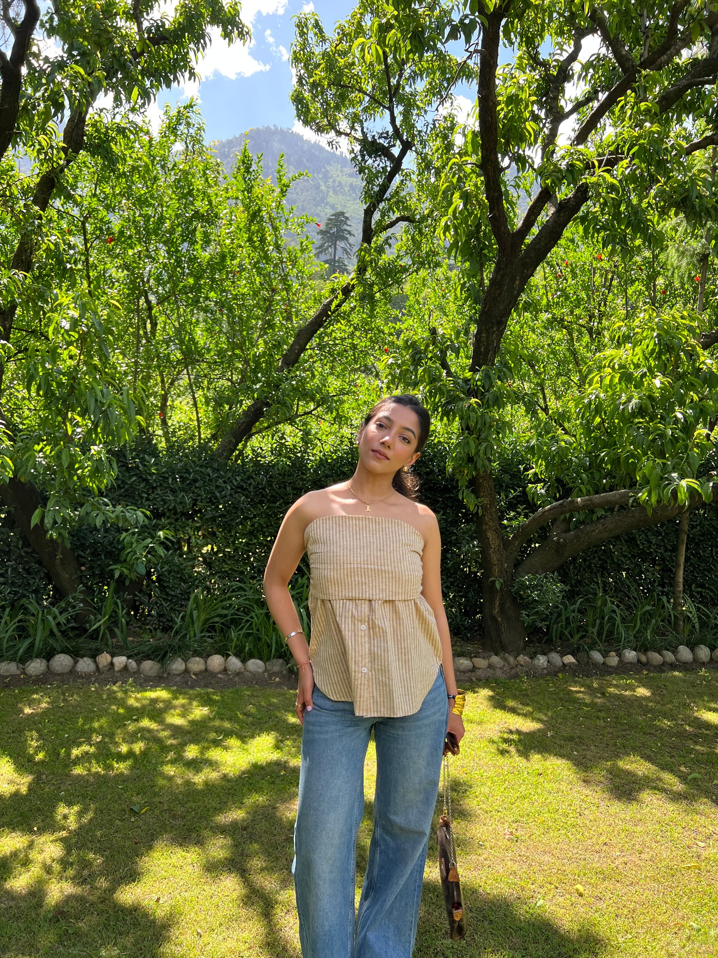 Linen Strapless Top