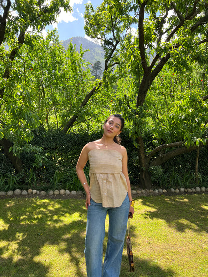 Linen Strapless Top