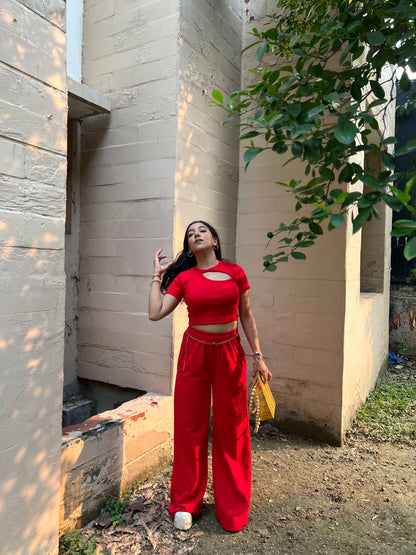 Cherry Red French Terry Cargo Set