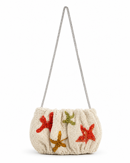 Cream Starfish Beaded Sling Bag/Clutch