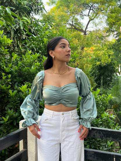 Greece Satin Ruffle Top