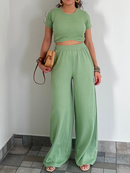 Mint Green  French Terry Half Sleeves Set