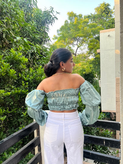 Greece Satin Ruffle Top