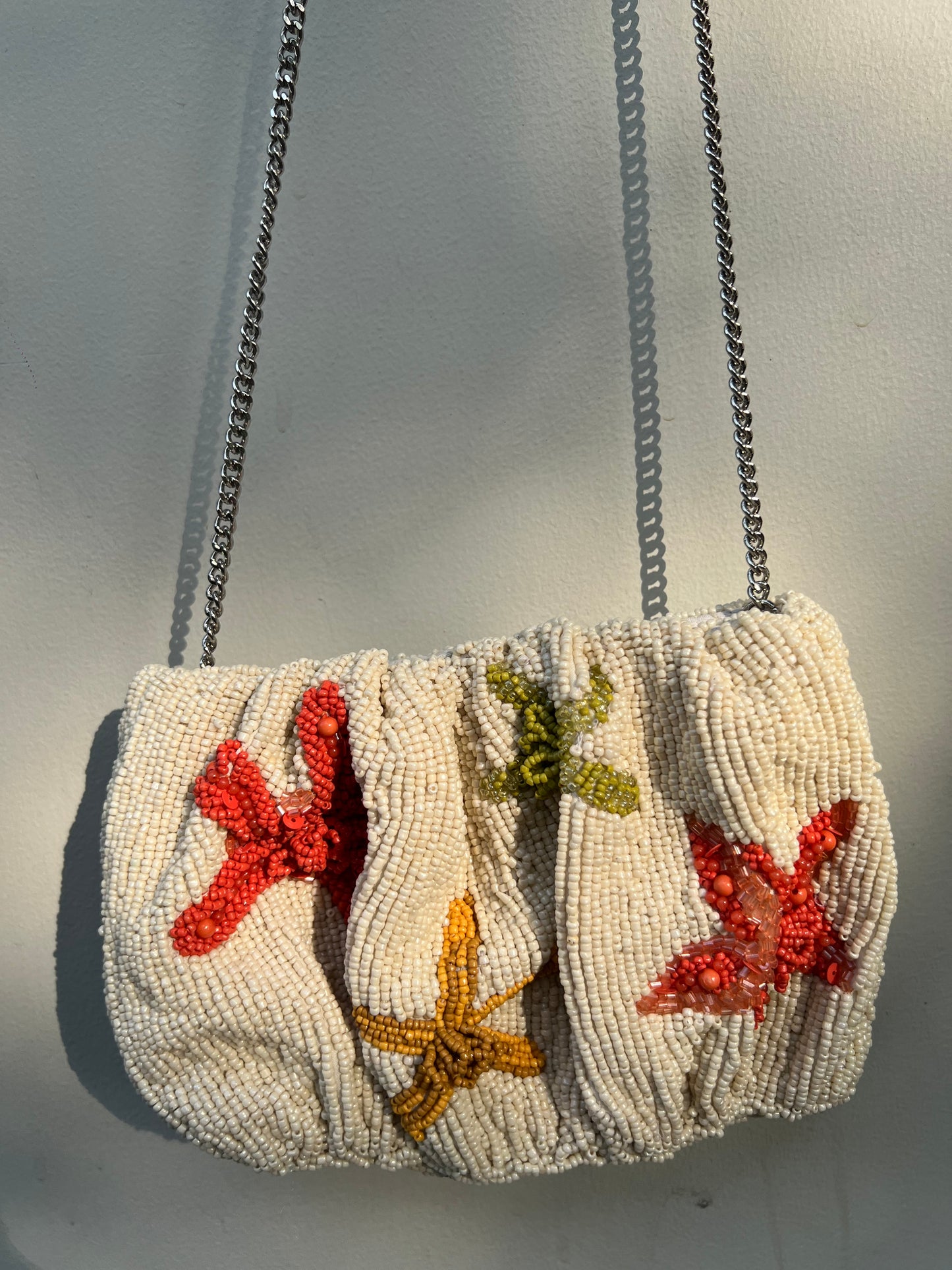 Cream Starfish Beaded Sling Bag/Clutch