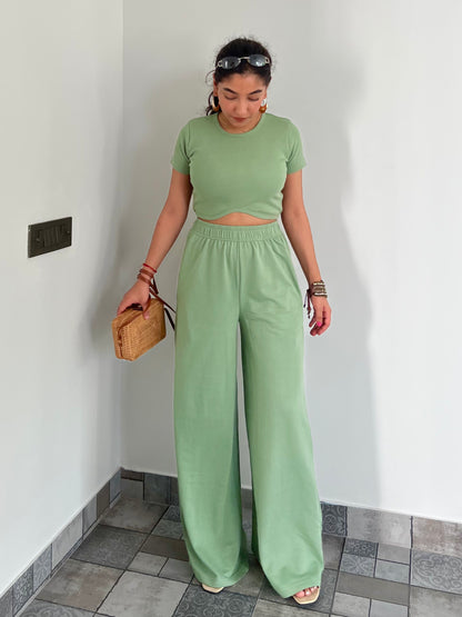 Mint Green  French Terry Half Sleeves Set
