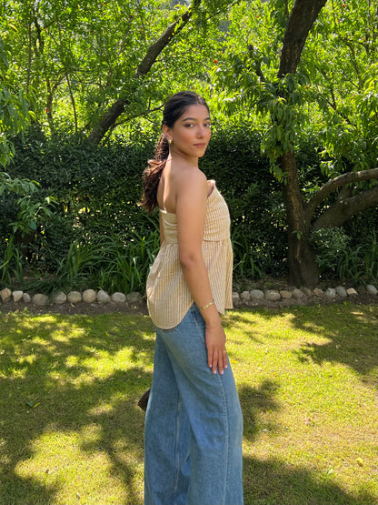 Linen Strapless Top