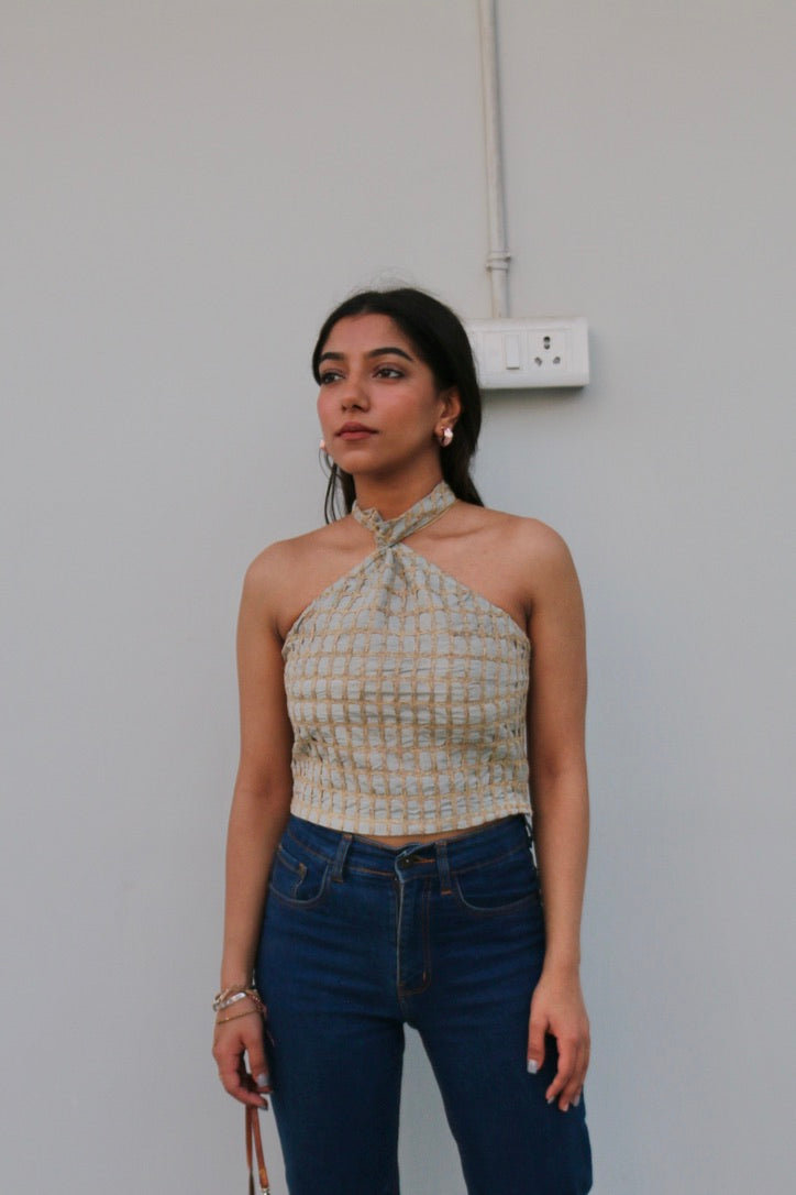 Cotton Embroidered Halter Top
