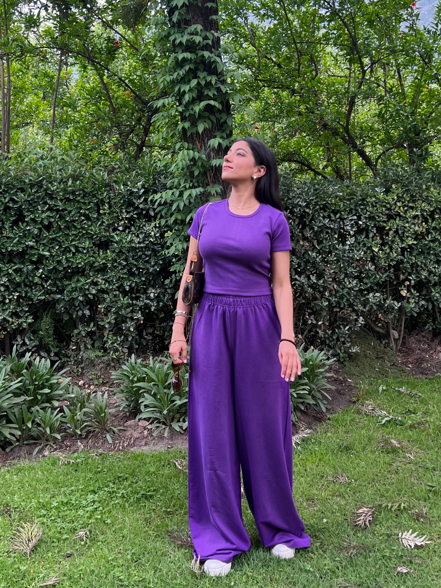 Dark Purple Half Sleeves Terry Set