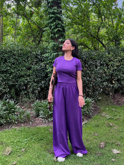 Dark Purple Half Sleeves Terry Set