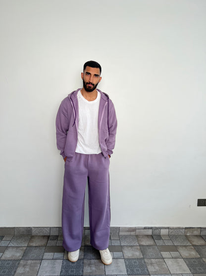 Unisex Light Mauve Zipper Hoodie Cotton Fleece SET (High Warmth)