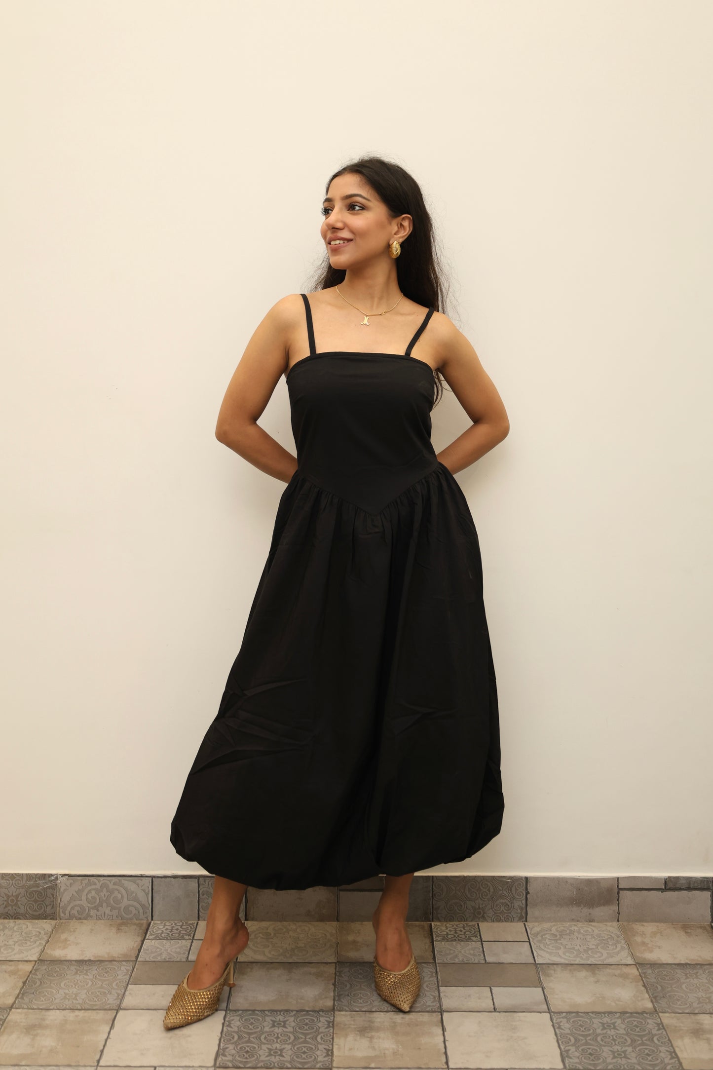 Cotton Poplin Corset Balloon Dress
