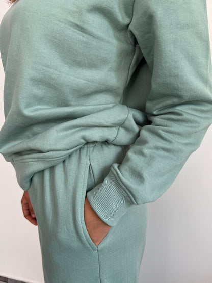 Cotton Fleece Stone Blue Sweatshirt Unisex Set