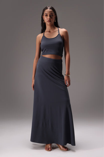 Seamless Braided Halter Cotton Elastane Skirt Set