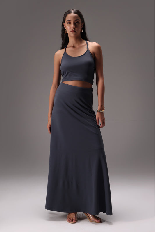 Seamless Braided Halter Cotton Elastane Skirt Set
