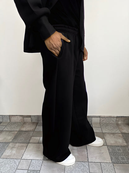 Cotton fleece black unisex coord ( medium warmth)