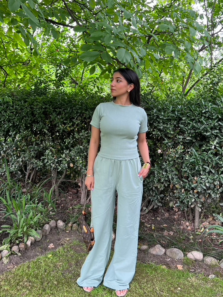 Mint Green Half Sleeves Terry Set