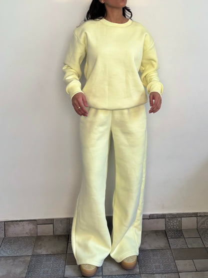 Butter Yellow Crewneck Cotton Fleece SET ( High Warmth)