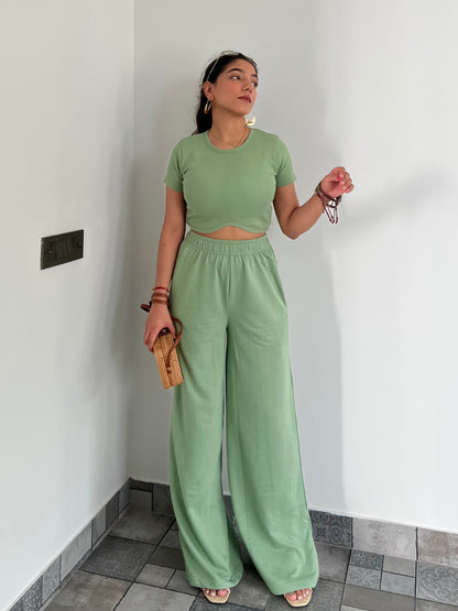 Mint Green  French Terry Half Sleeves Set