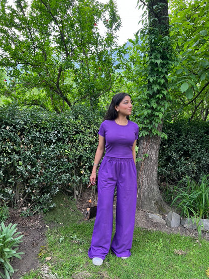 Dark Purple Half Sleeves Terry Set
