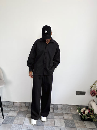 Cotton fleece black unisex coord ( medium warmth)