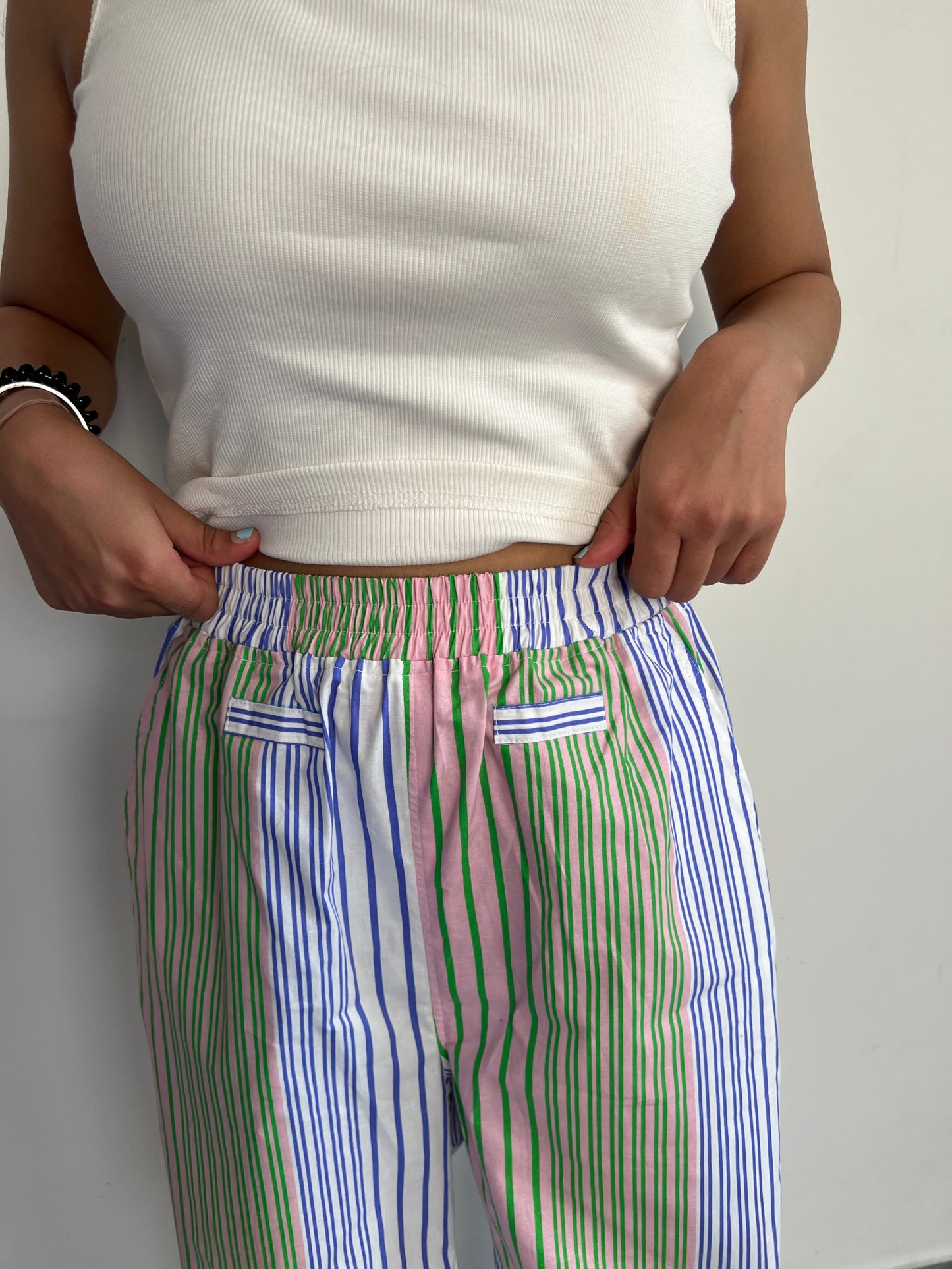Cotton Poplin Striped Pants Only