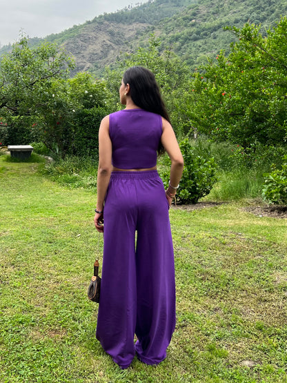 Dark Purple Sleeve-Less Terry Set