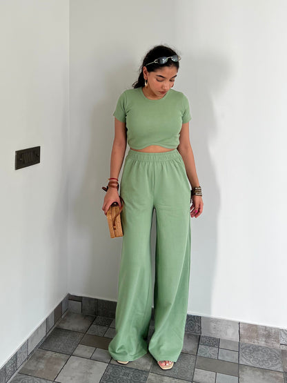 Mint Green  French Terry Half Sleeves Set