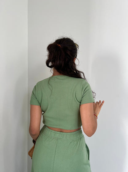 Mint Green  French Terry Half Sleeves Set