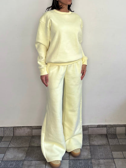 Butter Yellow Crewneck Cotton Fleece SET ( High Warmth)