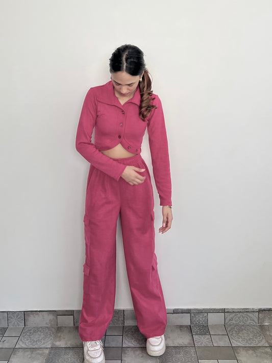 Cotton Fleece Pink Crop set