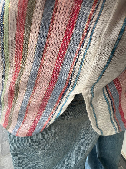 Multicoloured Striped Cotton Linen Tunic